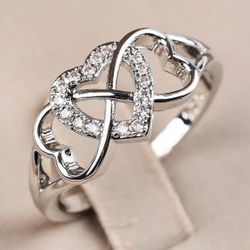 Sterling Silver Triple Heart Ring-7