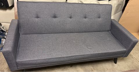 Mid-Century Modern Gray Tufted Sofa