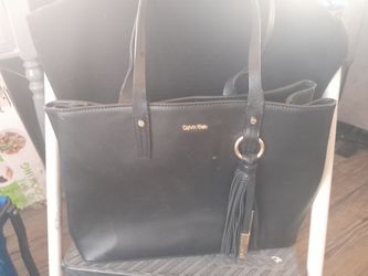 Calvin Klein Leather Tote Tassel Purse