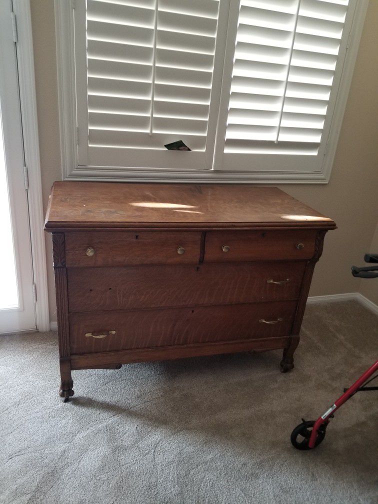 Antique Tiger Wood Dresser
