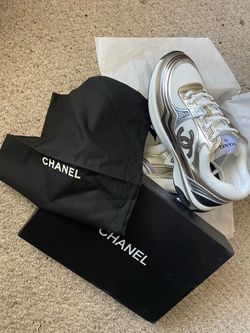 Chanel Sneakers White Silver Lace-Up
