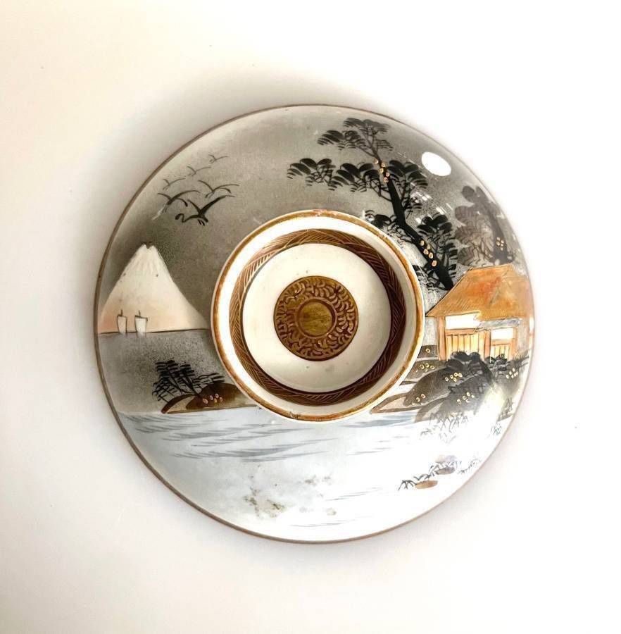 Vintage Antique Hand Painted Japanese Kutani Bowl Lid
