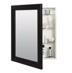 Zenna Home 24-1/2 in. W x 30-1/2 in. H Framed Bronze Recessed/Surface Mount Bathroom Medicine Cabinet with Mirror