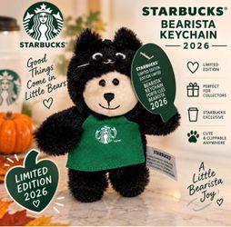 Starbucks Black Cat Bearista Keychain LIMITED EDITION