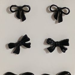 3 Pairs Of Black Bow Earrings 