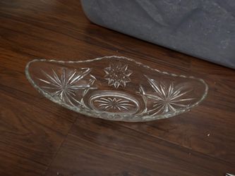 Clear Cut Glass Oval Serving Dish