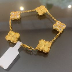 Van Cleef Clover Gold 925 Silver Love Bracelet 
