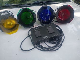 Colored stage lights, and foot control board