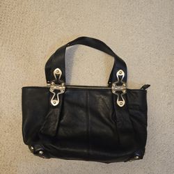 Michael Kors vintage genuine black leather handbag with gold colored details