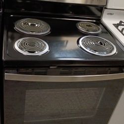 Stainless electric regulator coils range/stove everything works with warranty delivery fee depends on address 🏠🚛🛣️