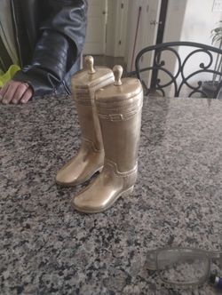 Solid Brass Boots Bookends .