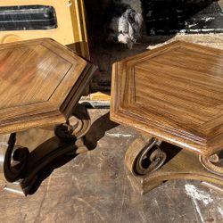 2 vintage hexagon table antique side&end table W19”*H16”(address in description)  👇delivery 🚚 available within 15 miles with extra $45 delivery fees