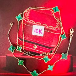 10K Solid Gold Wedding Set ( Chain 18 Inches Long and Bracelet 7.5 Inches Long)