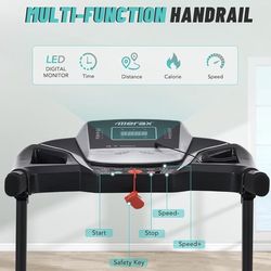 Merax Electric Folding Treadmill – Easy Assembly Fitness Motorized Running Jogging Machine with Speakers for Home Use, 12 Preset Programs