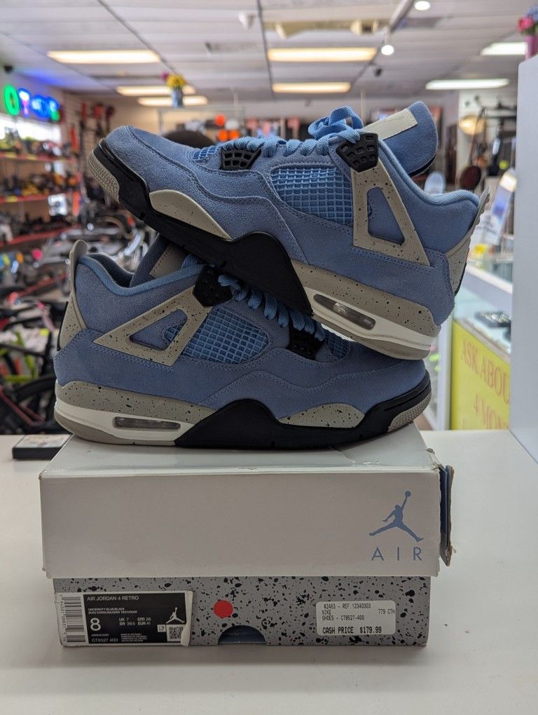 Jordan 4 Retro University Blue/Black Size 8