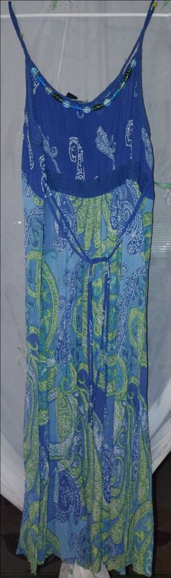Billa Beaded Spaghetti Strap Long Sundress (L 12-14)