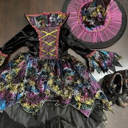 Halloween Costume Spooked Witch Girls Size 4
