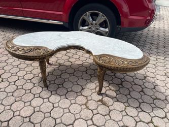 Vintage Coffee Table With Marble Top  56”W x 31”D x 17”H in Good Condition $500 Firm on Price