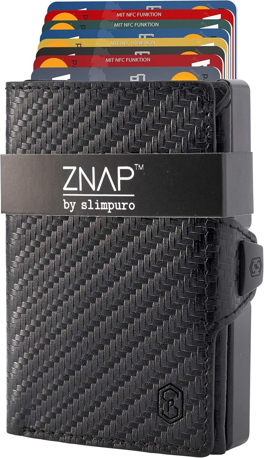 ZNAP Slim Wallet for Men - Minimalistic Wallet for Men Metal - Small Wallet for Men Slim Leather - Smart Wallet for Men RFID Blocking - Credit Card