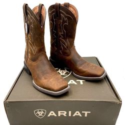 Ariat Mens Size 12 Sport Outdoor Brown Leather Western Boots Deer Skull 10038330