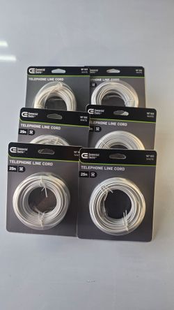Commercial Electric 25ft Telephone Line Cord – Lot of 5