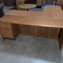 2 Matching Steelcase Oak Office Skinny Computer Desks! Only $70 Ea!!