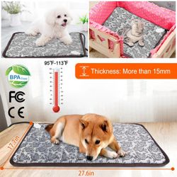 Pet Heating Pad, 27.6x17.7x0.6in Indoor Dog Cat Heating Pad Waterproof Adjustable Temperature with Chew Resistant Steel Cord for Dogs Cats Rabbits, Gr