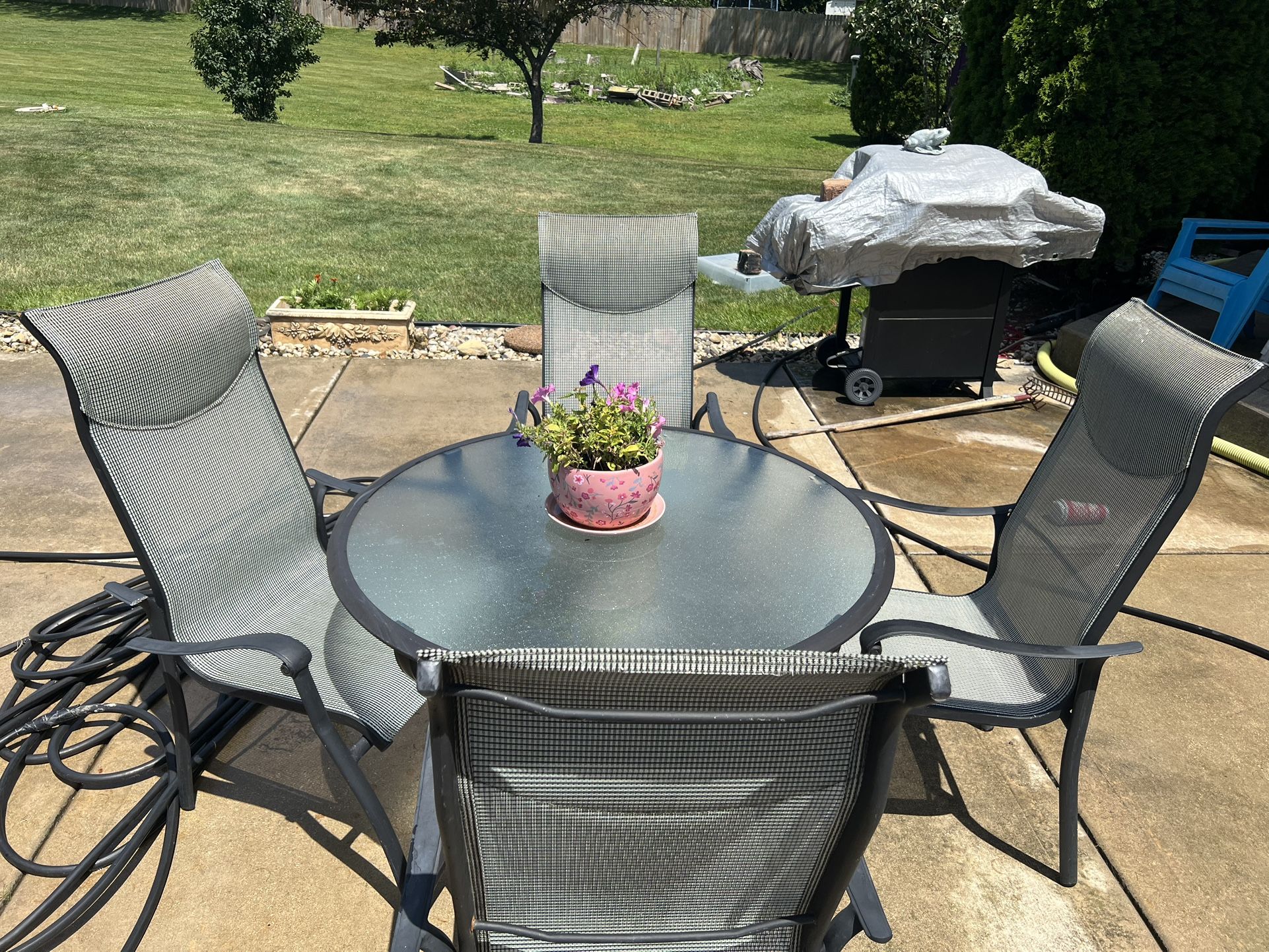 Glass Patio Table 4 Chairs