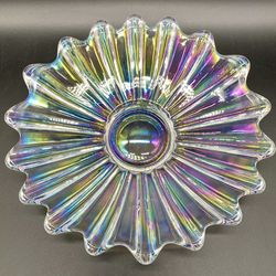 Vintage Federal Iridescent Glass Flower Starburst Bowl