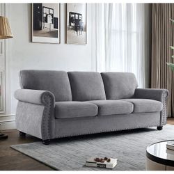 Upholstered Sofa with Solid Wood Frame & High-Density Foam-Easy Assembly, Skin-Friendly Fabric