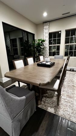 Farmhouse Dining Table, 6 chairs & hutch