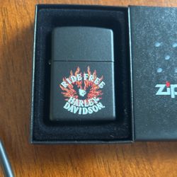 Zippo Harley Davidson Lighter, Ride Free Flaming Eagle Black Matte