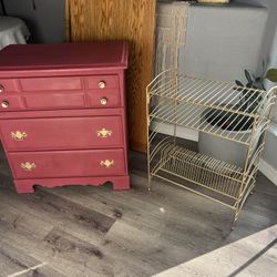 3 Drawer Cranberry Entry Piece And Vinyl Record Holder 