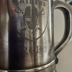 Raiders Beer Mug, Vintage, Collectable, Glass Bottom