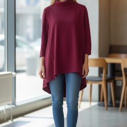 High-low res turtle neck sweatshirt 