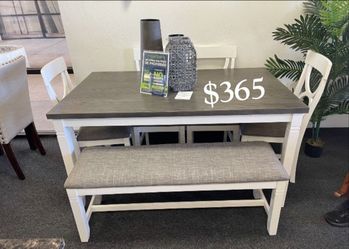 6- pc dining table set with bench