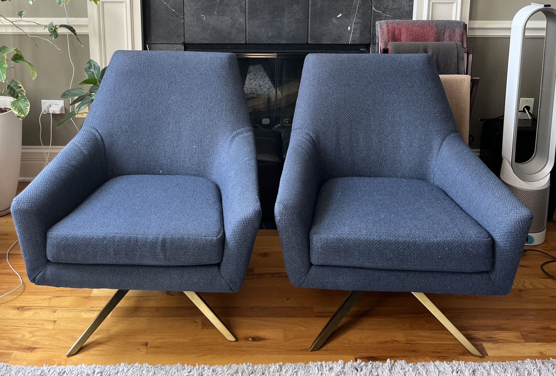 Article Spin Swivel Chairs - Ink Blue - Mid Century Modern