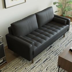Faux Black Leather Couches 