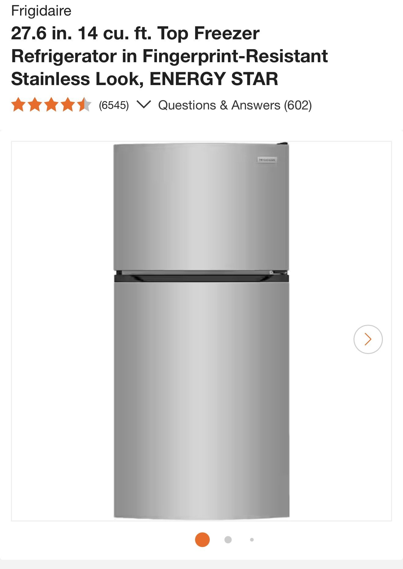 Frigidaire 27.6 in. 14 cu. ft. Top Freezer Refrigerator- Brand New