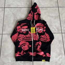 Asaali X Cough Syrup Red Zip Up Hoodie Medium
