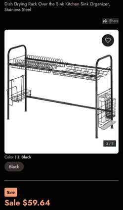 Over-the-Sink Dish Drying Rack – Black Metal