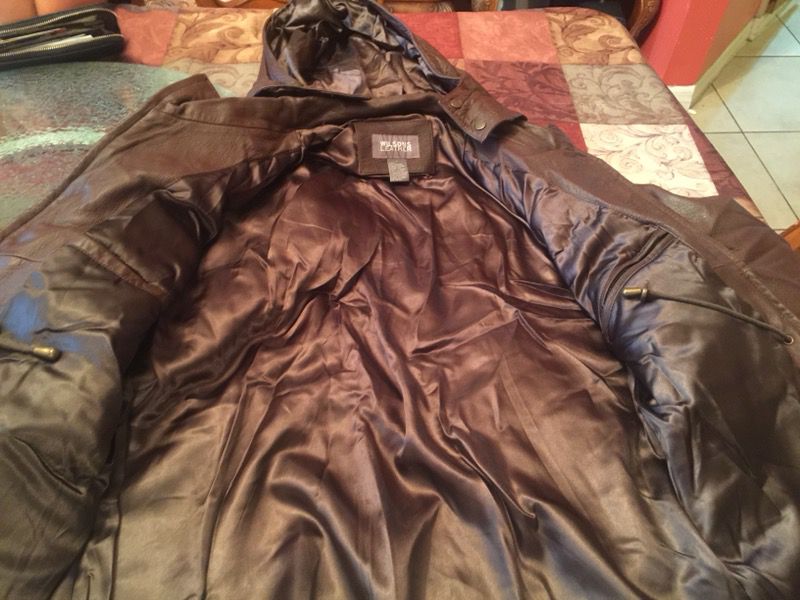 Wilson Leather Coat Parka with Hoodie size Large