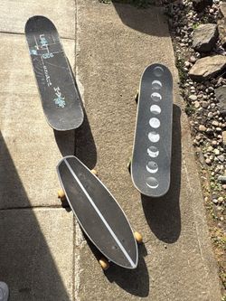 Three complete skateboards
