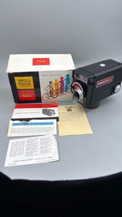 Vintage 1960s Kodak Hawkeye 8 Movie Camera with Original Box & Manuals