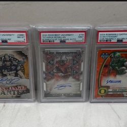 Reduced!NCAA 2024 Bowman 3 PSA Slabs NFL Tetairoa McMillan /100 Auto, Brady Cook /50 Auto Gunslinger 