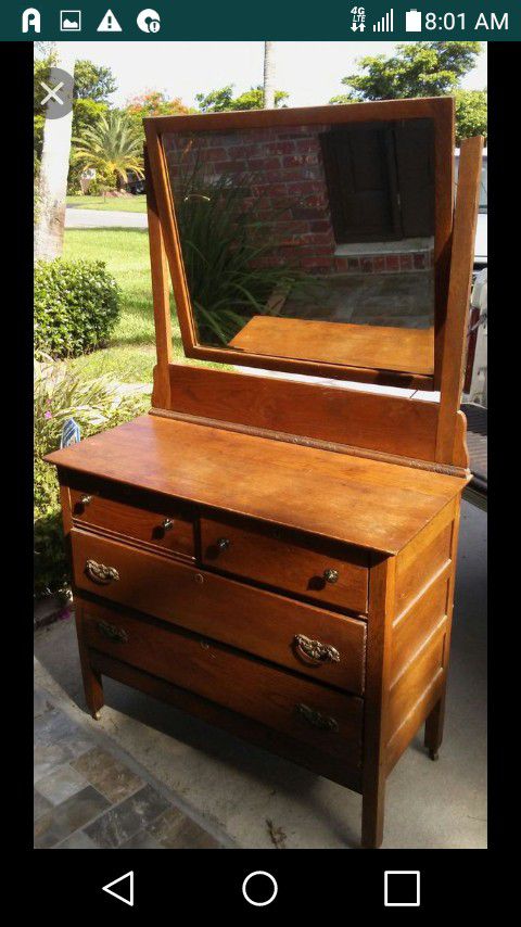 Swivel mirror antique dresser