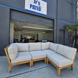 New TEAK Outdoor Patio Wood Furniture Sofa 4pc set Lounge Sofa