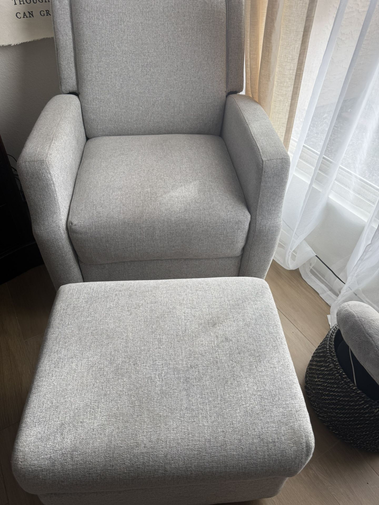 Light Grey Swivel Rocker W/ Storage Ottoman 