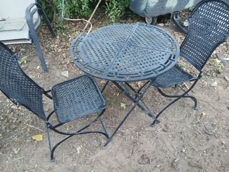 Black Metal Patio Bistro Table and Chairs Set