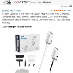 Steam Cleaner, 6 in1 Rotated Steam Mop Cleaner with 2 Modes, 2 Microfiber Pads, 400ML Removable Tank, 23FT Power Cable, Detachable Steam Mops for Floo